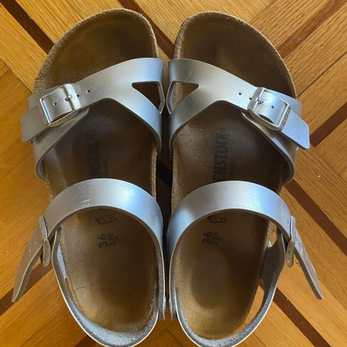 Birkenstock sandals size 36 used, silver