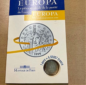 Μonnaie De Paris EUROPA SILVER  Ασημένιο νόμισμα , εισαγωγή του ευρώ , συλλεκτική έκδοση