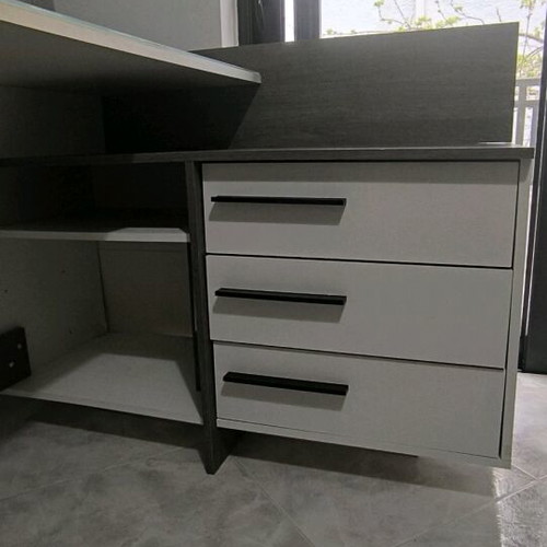 Corner desk used with glass work surface