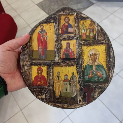 Byzantine Icon Composition on Old Wood Like New