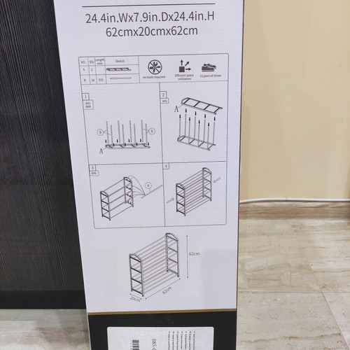 Shoe rack new, steel tube construction for 12 pairs, black