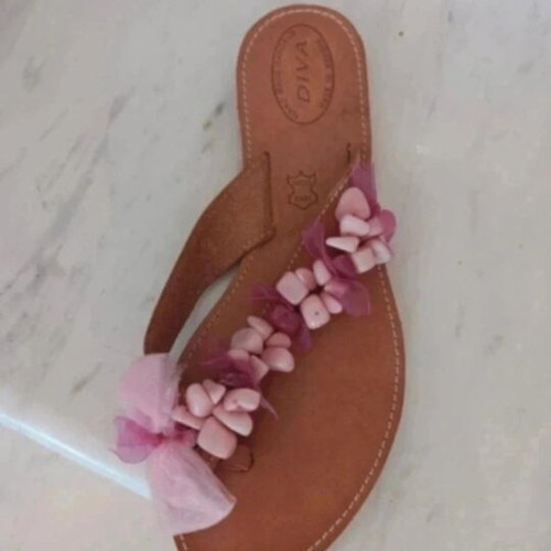 Leather sandals size 39, new, brown and pink