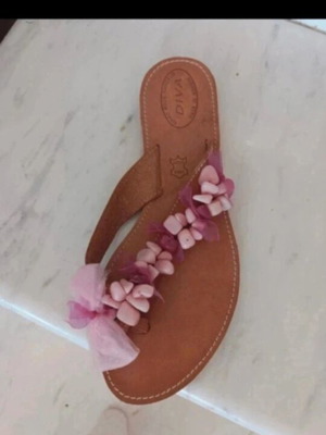 Leather sandals size 39, new, brown and pink