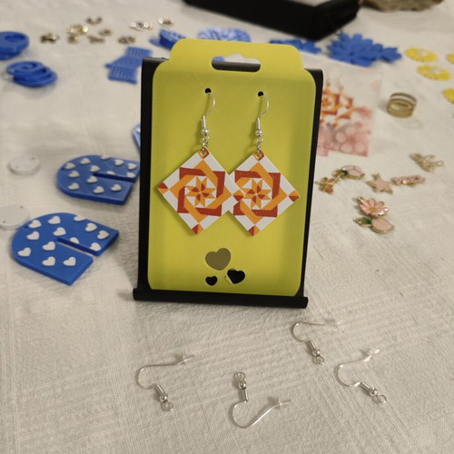 White Quilt 3DPRINTING earrings made to order