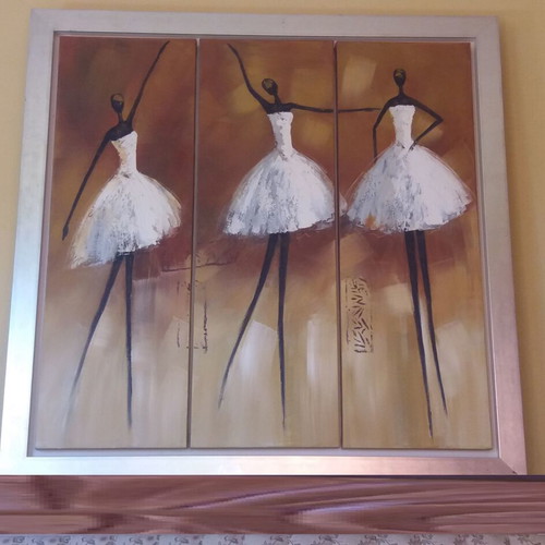 Oil painting like new, triple canvas 1.40x1.39m, dancers motif