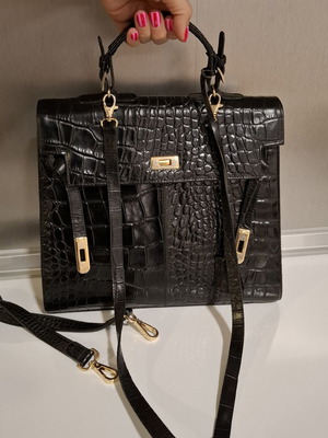 L.Credi vintage handbag and shoulder bag, genuine cow leather, black