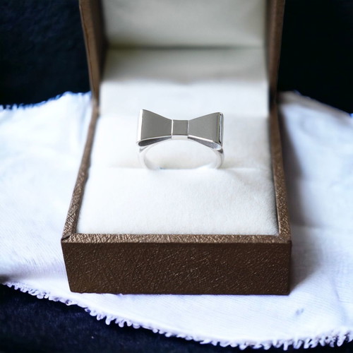 Bow ribbon silver 925 ring new
