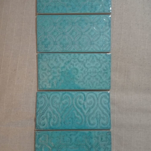 Spanish vintage wall tiles, box of 26 pieces, turquoise