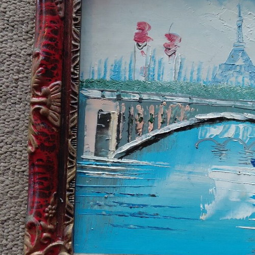 Impressionist Parisian Painting with Eiffel Tower by Caroline B like new