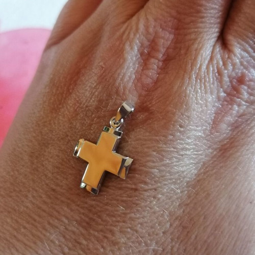 Silver 925 double cross rhodium plated new