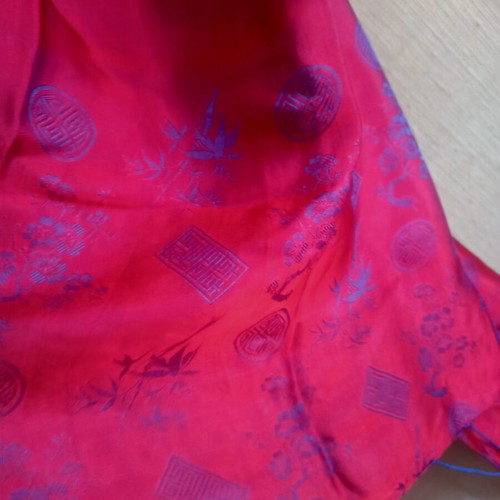 Chinese silk scarf like new, deep red and purple, 156x45cm