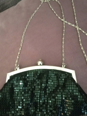 Vintage 80's shoulder bag black used with chain