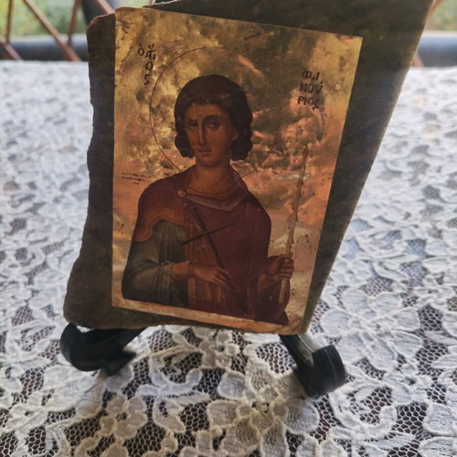 Stone icon of Saint Fanourios like new