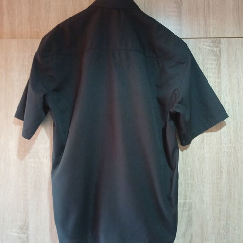 Men's short-sleeve black shirt Stefan Fashion like new, barcode design, size L