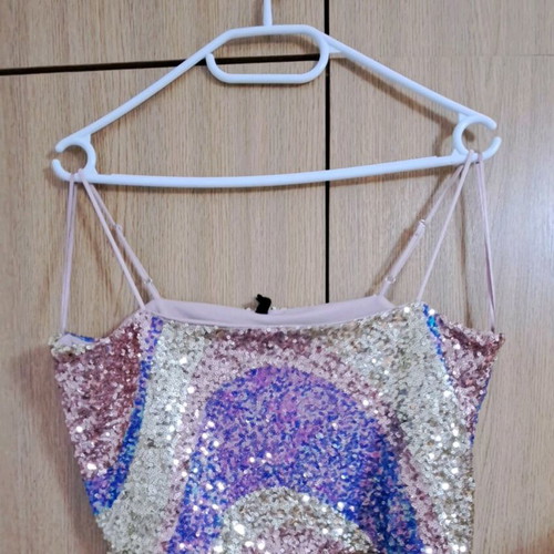 Sinsay crop top with thin straps new, size XL multicolor