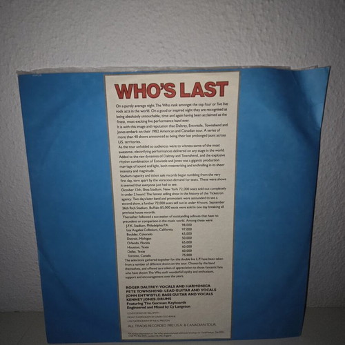 Who's Last vinyl record used