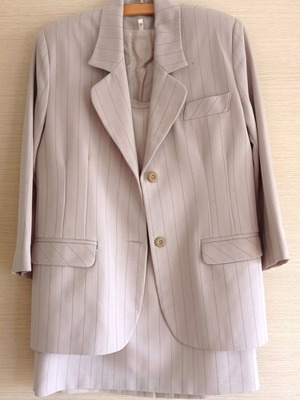 Classic beige suit used with fine pinstripe, size 50 large