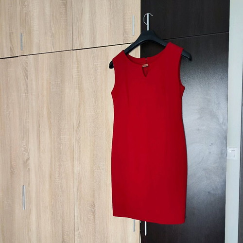 Red elastic midi dress like new, size L