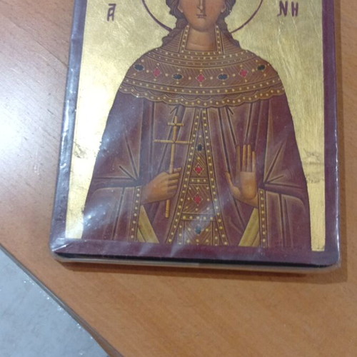 Handmade Byzantine icon Saint Irene new with gold leaf