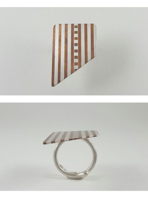 Handmade ring silver 950 and copper new, adjustable size