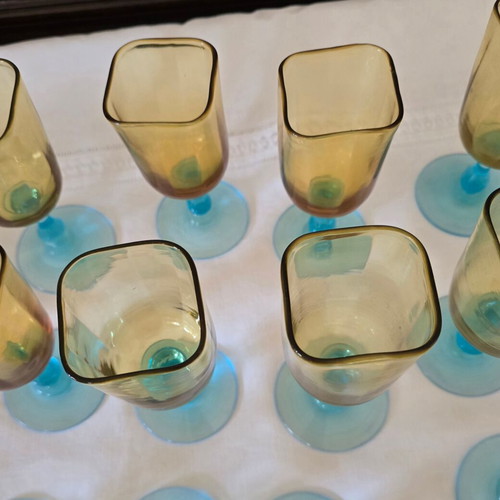 Set of 12 Vintage La Rochere 'George Sand' square glasses like new