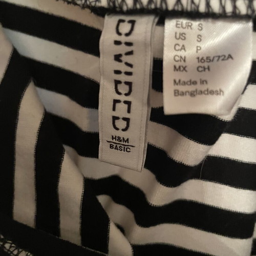 Divided cotton skirt new, black and white striped, size S