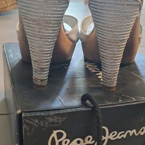 Mules Pepe Jeans used, white and silver, size 38