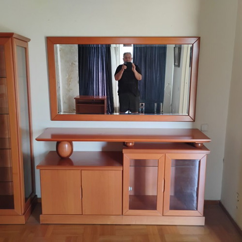 Living room furniture set cherry wood with lighting, like new