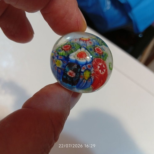Paperweight Murano glass millefiori used with colorful floral design