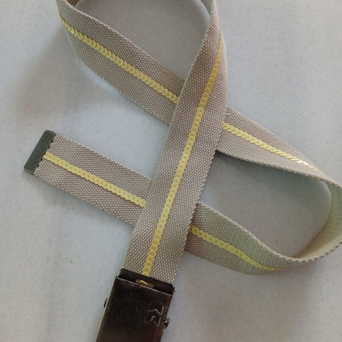 Canvas women's belt with yellow sequins, used, beige, 105 cm