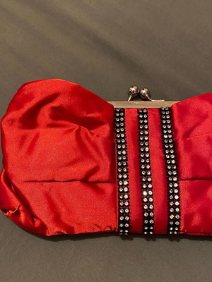 For sale evening red clutch bag with detachable chain