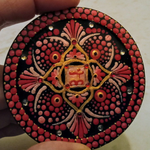 Handmade Muladhara Mandala magnet new, decorative plaster art