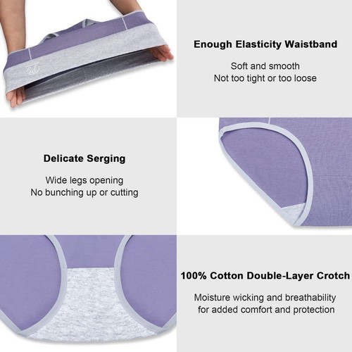 Women's Cotton High Waist Bikini Underwear Pack of 5 New