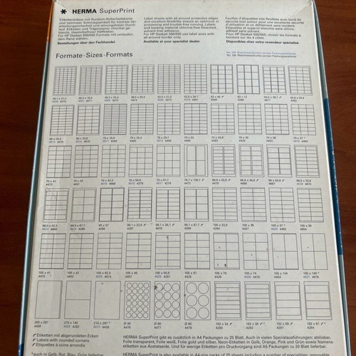 Adhesive labels like new, 74 sheets