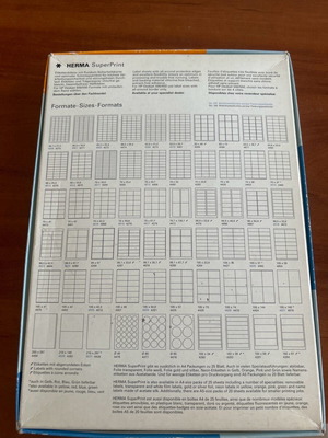 Adhesive labels like new, 74 sheets