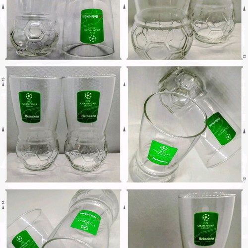 Heineken beer glasses collectible UEFA Champions League special edition, new, set of 2