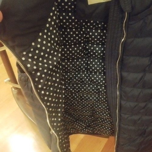 Sleeveless women's vest blue with light padding and polka dot lining, like new
