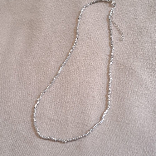 Silver 925 necklace with irregular 2.5 mm beads, Pure Form Collection