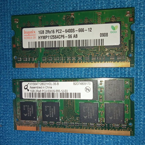 Laptop RAM DDR1 - DDR2 used, pack of 7 pieces 1GB - 2GB