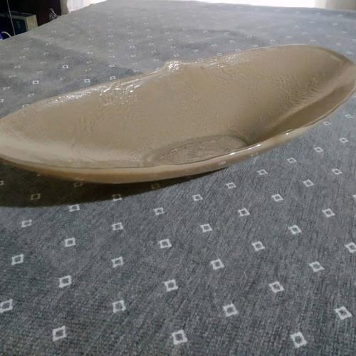 Glass Studio serving platter narrow, new, oval, beige