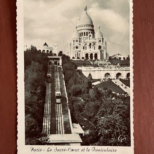 Vintage κάρτα 1905 RPPC Οίκος GANY τελεφερίκ Μονμάρτρης και Βασιλική Ιερής Καρδιάς καινούργιο
