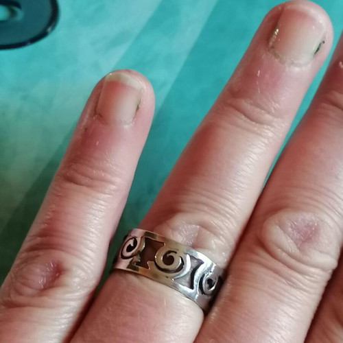 Silver 925 ring band with pierced spirals new no 59 (US 9)