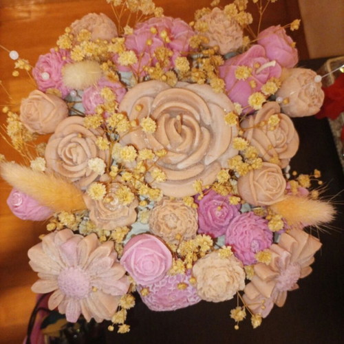 Decorative flowerpot with wax flowers new