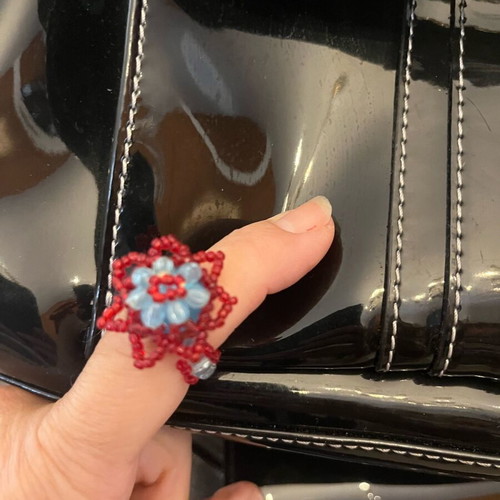 Ring with beads like new, red