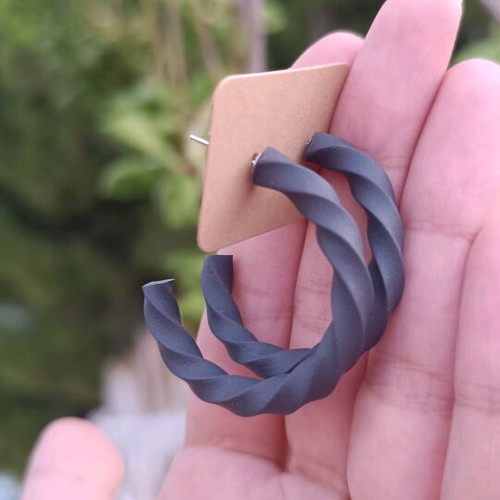 Earrings hoop new, made of polymer clay and steel