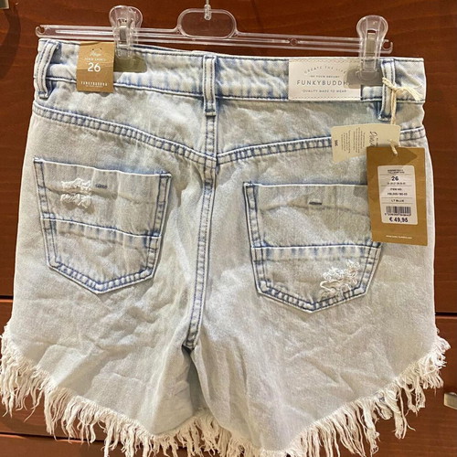 Funky Buddha women's denim shorts new with destroyed and washed effects