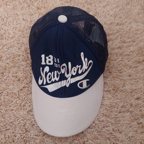 Champion cap used for teenager, adjustable, white and blue