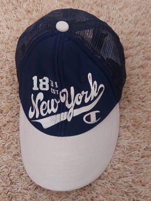 Champion cap used for teenager, adjustable, white and blue