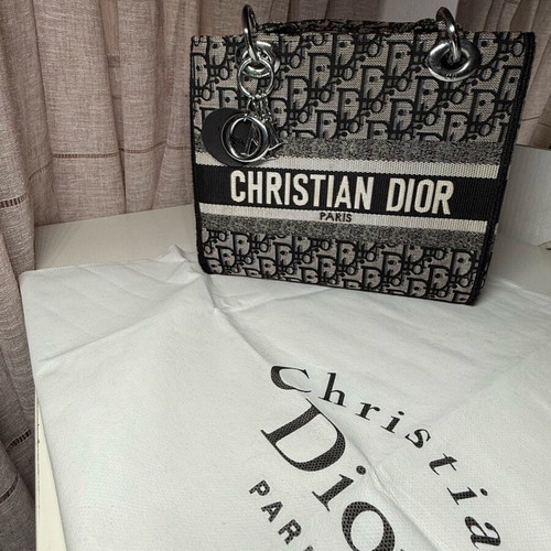 Τσάντα χειρός Christian Dior μεταχειρισμένη, μαύρο και γκρι
