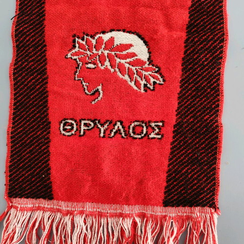 Olympiacos UEFA Champions League scarf used, red and white
